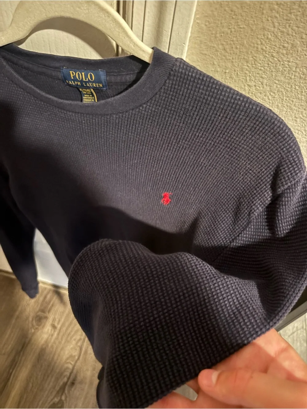 Polo by Ralph Lauren Boys Navy Long-Sleeve Waffle Knit Sweater